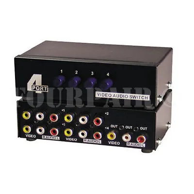 4-Port RCA Composite Video Audio AV 4-Way Switch Selector Switcher Splitter Box • $13.89