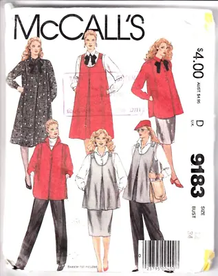 McCalls Sewing Pattern 9183 Maternity Dress Skirt Trousers Top 12 Vintage 1980s • £9.99