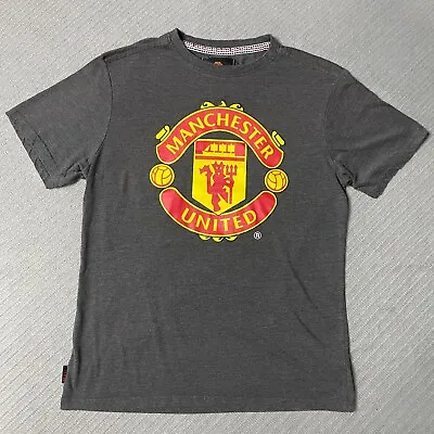 Manchester United Shirt Mens Medium Grey Logo Badge Short Sleeve Old Trafford • $8.88