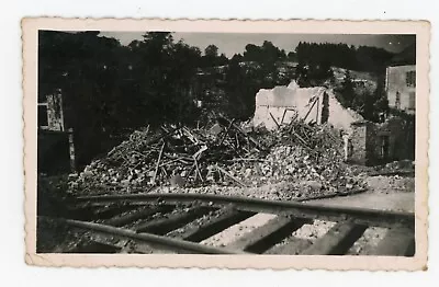 Vintage Silver Print Photo Railroad Bombing Ruin Derailment • $21.26