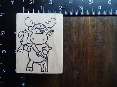 New MOOSE HOLDING A BIRD Rubber Stamp By HANNA STAMPS • $6.99