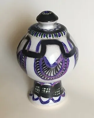 Vtg Mid Century Danish Modern Art Pottery Compote Vase Pedestal Vessel Lid Jar • $44.99
