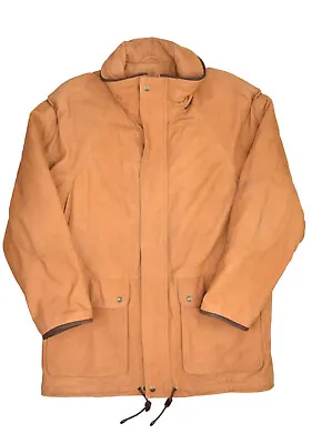 Timberland Leather Coat Mens M Wool Lined Mid Length Weather Gear Chore Barn • $79.15