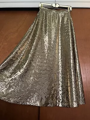 Vintage Stunning Rare Halston III Sz4 Gold Long Couture Formal Party Skirt Disco • $80