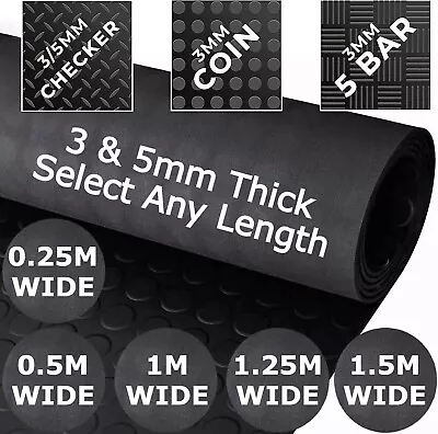 Rubber Flooring Matting Heavy Duty Mat Garage Coin Penny 0.25M 0.5M 1M 1.5M Wide • £238.94