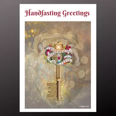 Handfasting Greeting Card Wedding  Key Heart  Seeded Wiccan Pagan Personalise • £2.99