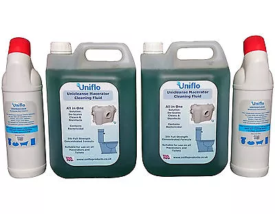 Unicleanse Macerator Toilet Descaler 10L Uniflo Uniproclean Bathroom Cleaner X 2 • £40