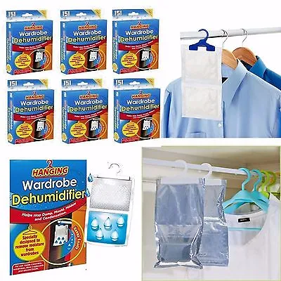 View Details 1 - 24 X Hanging Wardrobe Dehumidifier Damp Mould Mildew Moisture Condensation • 21.99£