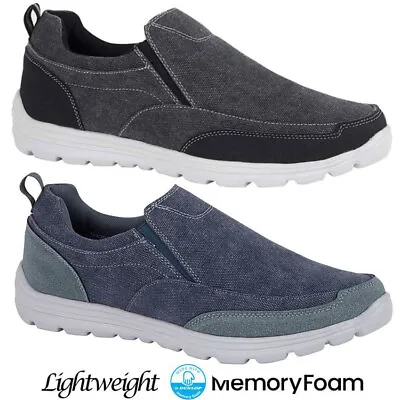 Mens Get Fit Memory Foam Trainers Casual Walking Deck Boat Driving Slip On Shoes • £19.95