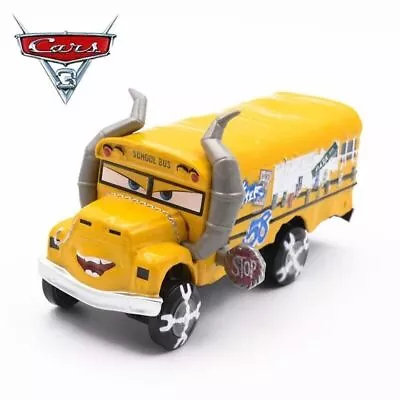 Disney Pixar Cars 3 Yellow/white School Bus Miss Fritter Metal 1:55 Toy Gift Au • $19.99