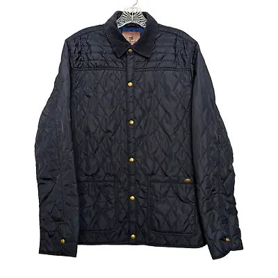 Scotch & Soda Diamond Quilted Jacket Mens L (Fits M) Navy Blue Corduroy Collar • $38.95
