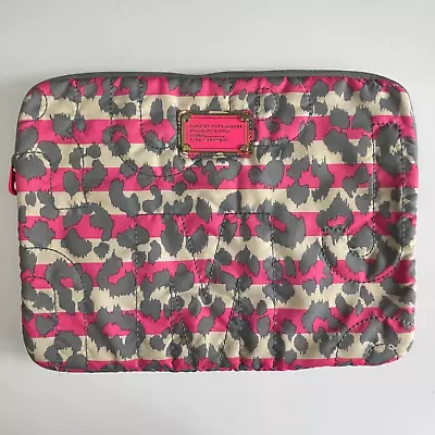 Marc By Marc Jacobs Workwear Laptop Sleeve Bag Pink Gray White Striped Leopard • $40.49