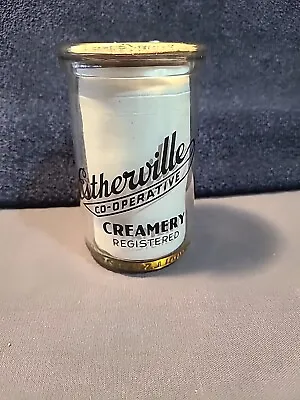 Vintage Estherville Iowa IA Co-op Creamery Milk Bottle Cottage Cheese JarTop • $35