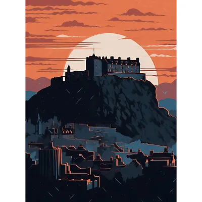 Edinburgh Castle And Old Town Atmospheric Sunset Canvas Poster Print Picture Art • £13.99
