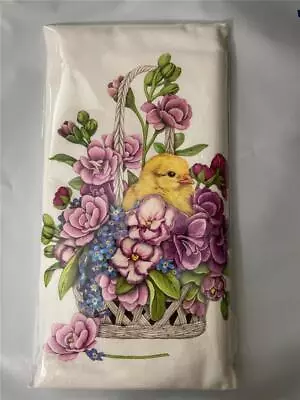 Mary Lake Thompson Easter Chick In Purple Flower Basket Flour Sack Towel • $10.50