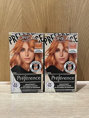 2 X L'Oreal Paris Preference Hair Dye COPPER 7.432 Santa Monica Colour • £19.95