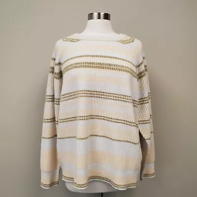 J. Crew Cashmere Ribbed Striped Crewneck Sweatshirt  Style BF015 Sz XL NWT • $149.99
