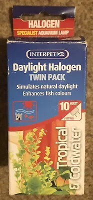 BRAND NEW! INTERPET DAYLIGHT HALOGEN 10w FISH TANK AQUARIUM LAMP - TWIN PACK • £10