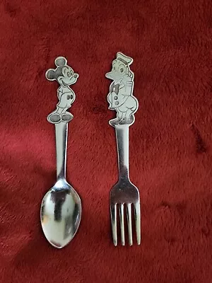 Mickey Mouse & Donald Duck Child’s Fork & Spoon Disney Bonny Stainless Steel • $14.99