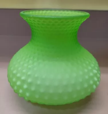 Vintage Satin Green Hobnail Glass Globe Lamp Shade 5  Tall • $28