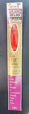 Vintage J & P Coats & Clark's Coil Zipper 7  136-C Devil Red  NOS Skirt Or Neck  • £5.78