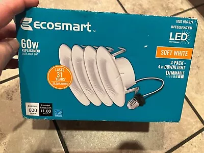 EcoSmart 4 In. White Integrated LED Recessed Trim Daylight (4-Pack) • $23.49