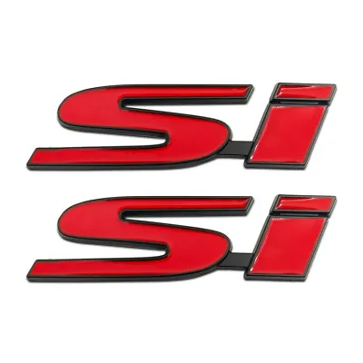 2X Black & Red Metal Si Emblem Logo Car Trunk Fender Sport MUGEN Badge Sticker • $8.99