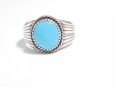 Men's Sterling Silver Native American Turquoise Braided Ring • $75