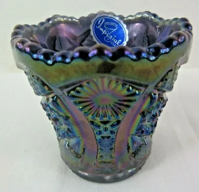 Vintage Imperial Carnival Glass Daisy & Button Toothpick Holder Purple Blue  • $9.99