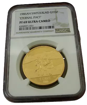 Switzerland Helvetia 1986 AH Gold 1 Oz NGC PF69UC 'Eternal Pact' • $2750