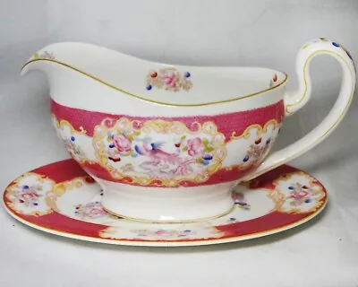 COCKATRICE PINK 9646 By Minton Gravy Boat & Stand NEW NEVER USED Made In England • $229.99