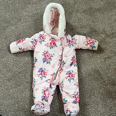 TU Baby Girls Snowsuit/pramsuit Floral Pink 0-3 Months • £0.99