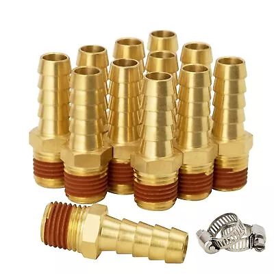 12 Pack Air Hose Fittings 1/4 NPT To 3/8 Barb Hose Barb Adapter With Sealant • $21.29