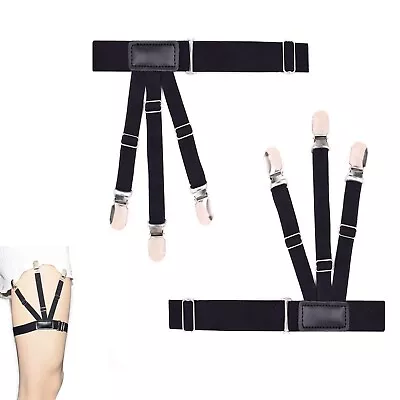 1 Pair Unisex Shirt Garters Stays Suspenders Braces Nylon Adjustable Elastic • $4.60