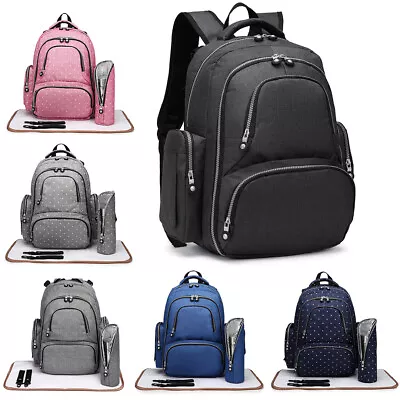 4pcs Maternity Bag Baby Nappy Diaper Changing Backpack  Wipe Clean Rucksack • £13.99