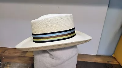 Vintage Stetson Hat Made In Ecuador Panama Gambler Tight Weave Straw Fedora • $42