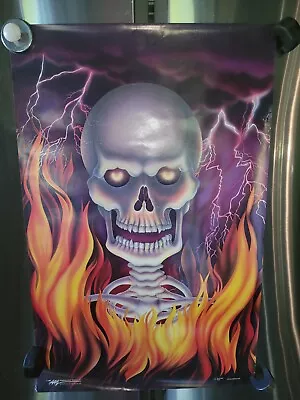 Vintage 1991 Death Flame Poster PC1044 AGG Skull Skeleton Halloween Fire • $27.50