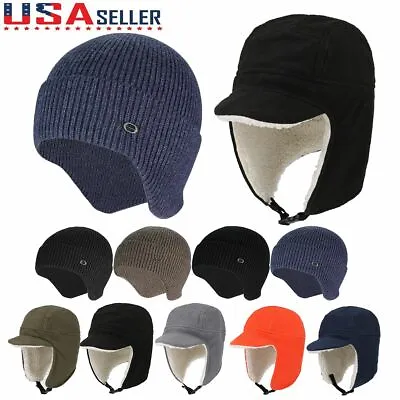 Men Women Knitted Aviator Beanie Winter Warm Hat With Ear Flaps Ski Hat • $9.99