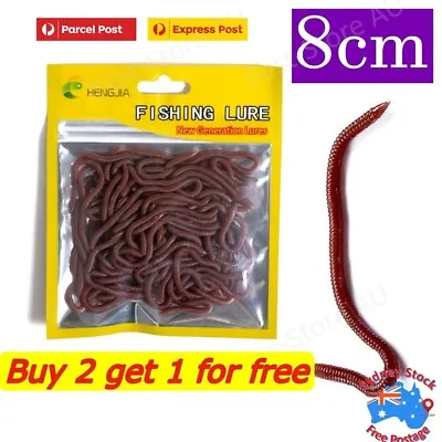 50PCS/Pack 8cm Soft Earthworm Fishing Bait Red Worm Lures Grub Simulation Tackle • $7.58