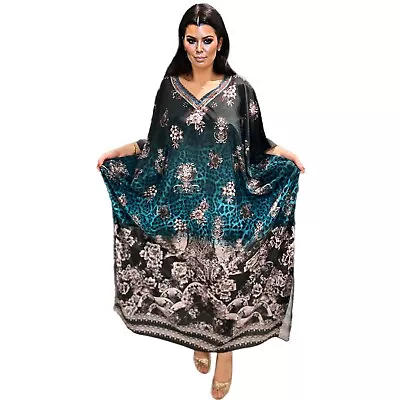 NEW Embellished Kaftans Silk Blend O/Size 22 24 26 28 30 Animal Print • $69