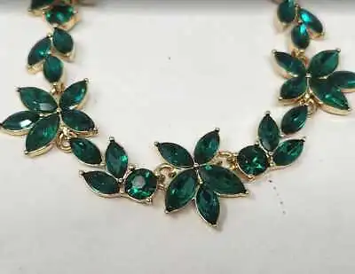 New J Crew Factory Crystal Leaves Green Statement Necklace • $34.99