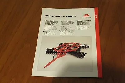 Massey Ferguson 240 Tandem Disc Harrow Leaflet (new Unused) • £5