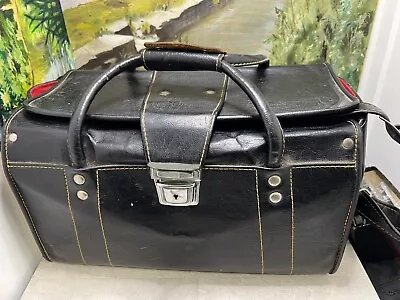 Large Vintage Black Leather Camera & Lens Case Bag For SLR & Lenses • £4.56