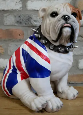 Large 38cm Tall Union Jack Sitting British Bulldog Resin Figurine • £95
