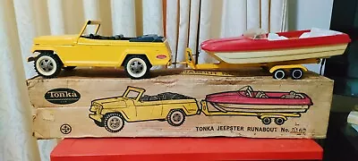 VINTAGE TONKA TOYS 1969 JEEPSTER RUNABOUT BOAT AND BOX All Original #2460 • $443.64