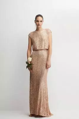 Coast Blouson Top Fishtail Sequin Bridesmaids Maxi Dress • £103.20