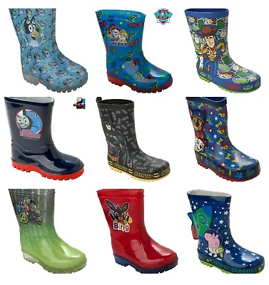 £6.95 • Buy Boys Official Character Wellies Rain Snow Wellington Boots Kids Wellys Size 5-2