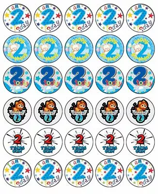 2nd Birthday Boy Cupcake Toppers Edible Wafer Paper Cake Decorations 30 #01 • $11.95