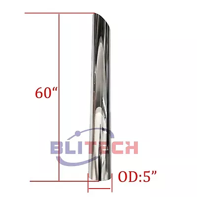 5 Inch 5 OD X 60  Length Stack Pipe Mitre Cut Chrome Exhaust Pipe • $155