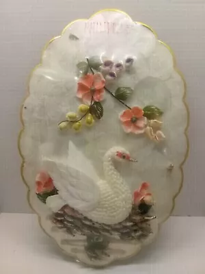 Mid Century ABALONE Nacre MOTHER OF PEARL Seashell Swan WALL ART 17  • $45